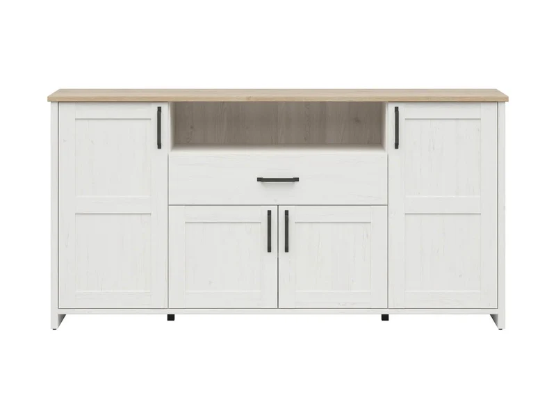Loksa Sideboard 194 cm – Andersen Pine White | 4 Doors, 1 Drawer & Open Shelf