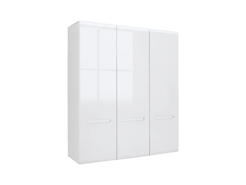 Azteca Trio 3-Door Wardrobe 180 cm – White / White Gloss | 5 Shelves, Hanging Rail & Decorative Strip