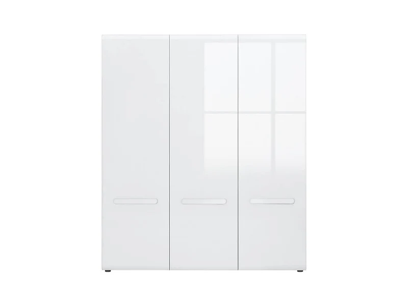 Azteca Trio 3-Door Wardrobe 180 cm – White / White Gloss | 5 Shelves, Hanging Rail & Decorative Strip