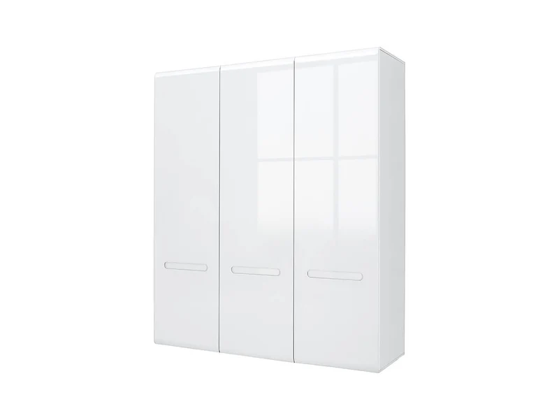 Azteca Trio 3-Door Wardrobe 180 cm – White / White Gloss | 5 Shelves, Hanging Rail & Decorative Strip