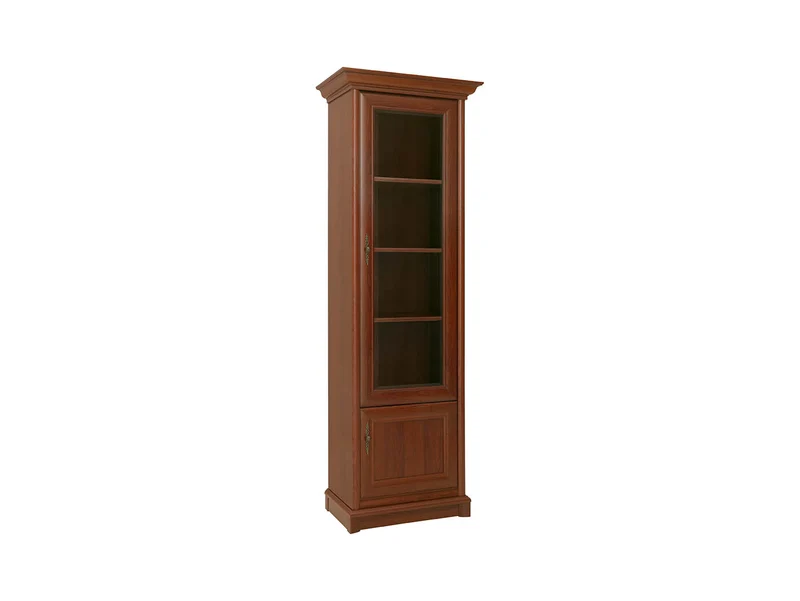 Kent Tall Display Cabinet — Glazed Door, 3 Shelves, Right-Hand Opening & Toughened Glass, Chestnut