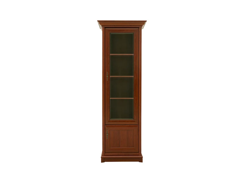 Kent Tall Display Cabinet — Glazed Door, 3 Shelves, Right-Hand Opening & Toughened Glass, Chestnut
