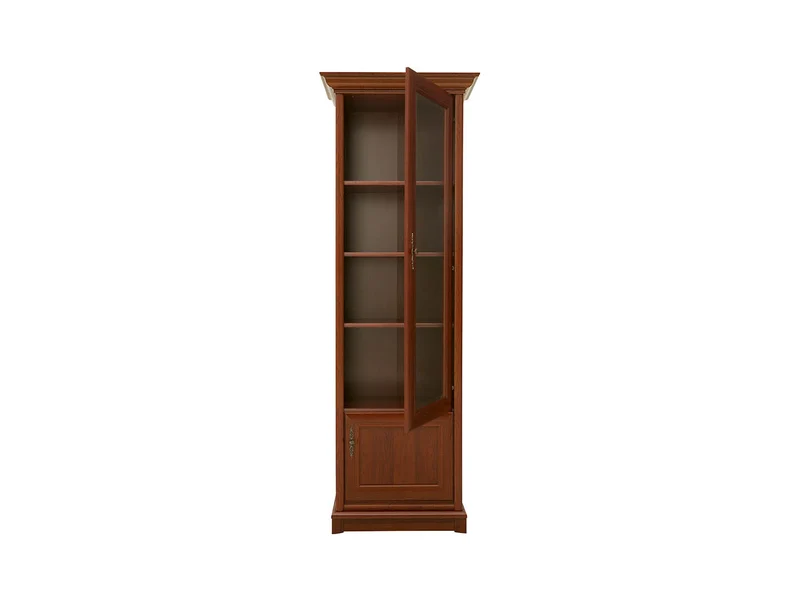 Kent Tall Display Cabinet — Glazed Door, 3 Shelves, Right-Hand Opening & Toughened Glass, Chestnut