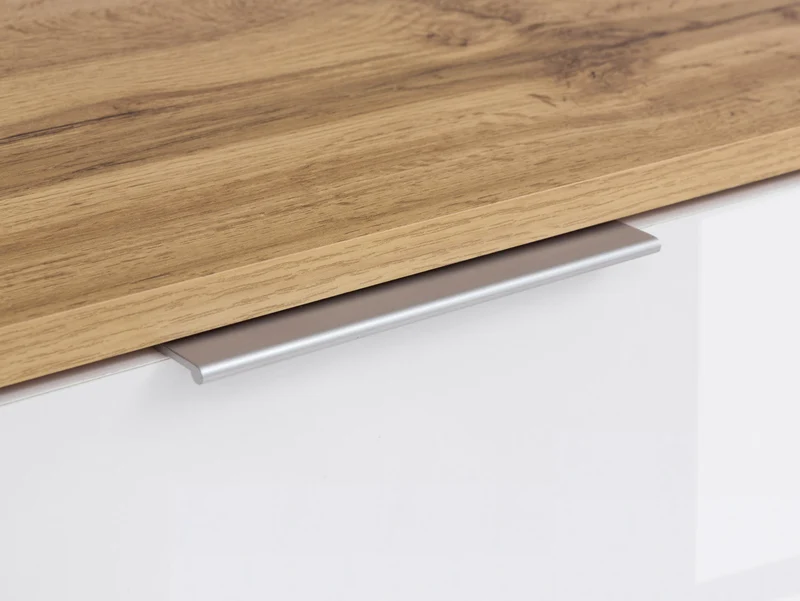 Zele 4-Door Storage Cabinet — Removable Shelves, Integrated Handles, Wotan Oak & White Gloss