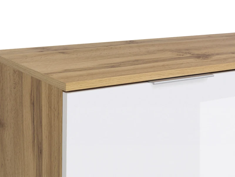 Zele 4-Door Storage Cabinet — Removable Shelves, Integrated Handles, Wotan Oak & White Gloss