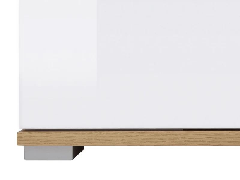 Zele 4-Door Storage Cabinet — Removable Shelves, Integrated Handles, Wotan Oak & White Gloss