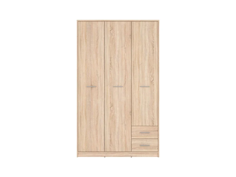 Nepo Plus 3-Door Wardrobe 118.5cm — 2 Hanging Rails, 2 Shelves, 2 Drawers & Optional Shelf Sets, Sonoma Oak