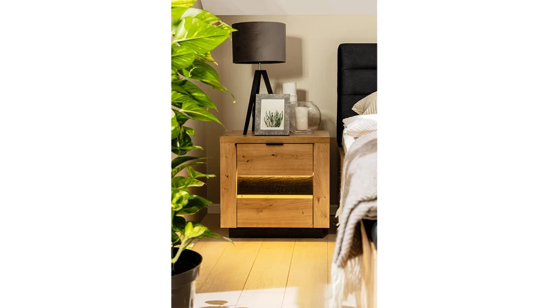 Ostia — Bedside Table with 2 Drawers & LED Lighting
