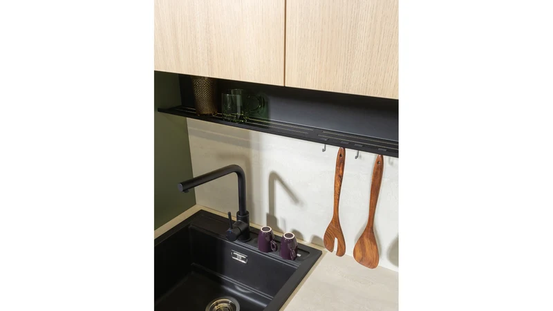 Milino — Metal Kitchen Shelf with LED Lighting 225 cm Black