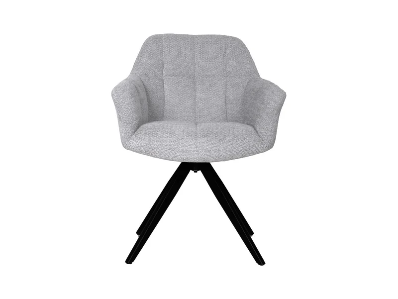 Chort 360° Swivel Chair – Grey Upholstery | Soft Foam | Decorative Stitching | Black Powder-Coated Metal Frame | 61×62×84 cm