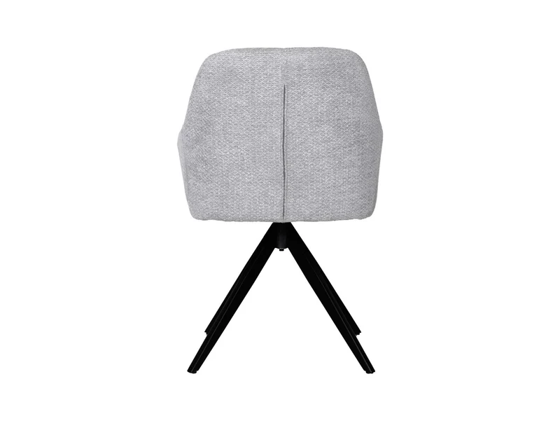 Chort 360° Swivel Chair – Grey Upholstery | Soft Foam | Decorative Stitching | Black Powder-Coated Metal Frame | 61×62×84 cm