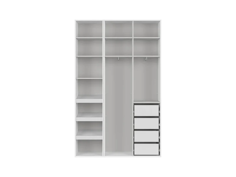Flex Wardrobe 150 – 2-Unit Set with Mirror, Drawers & Hanging Rails | 150×240 cm | White/Grey