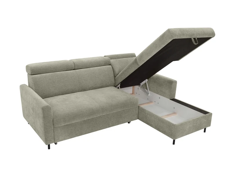 Verde Corner Sofa Bed 218cm – Otto 55 | Dolphin Sleeper, Bedding Storage & Adjustable Headrests