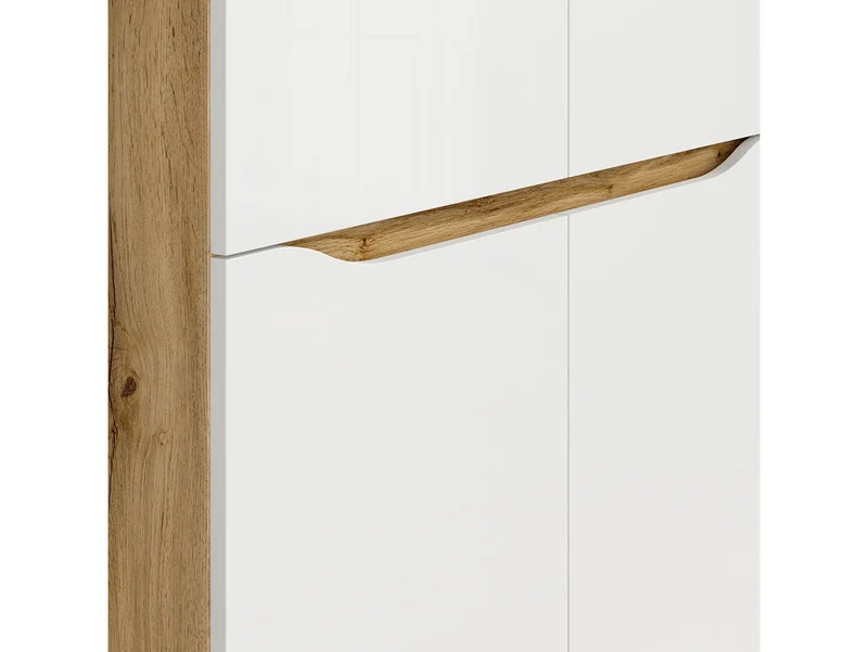 Nuis Wardrobe 90x197 cm – Wotan Oak & White Gloss, 4 Doors, Scandinavian Style
