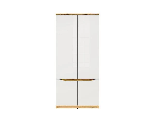 Nuis Wardrobe 90x197 cm – Wotan Oak & White Gloss, 4 Doors, Scandinavian Style