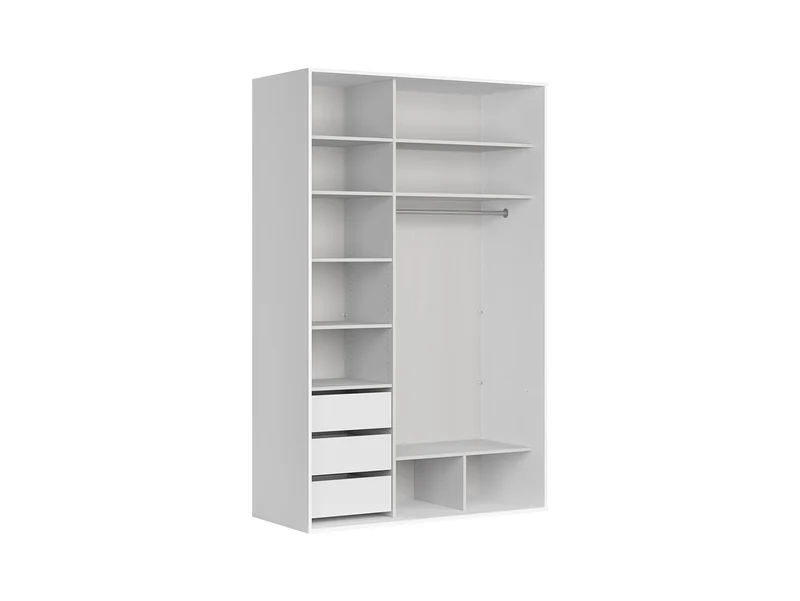 Flex Sliding Wardrobe 150x240 cm – White, Mirror Fronts, 7 Shelves, 3 Drawers, 10-Year Warranty