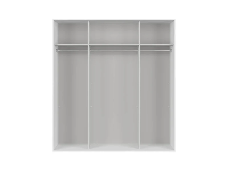 Flex Sliding Wardrobe 200x218 cm – White & White Matt, 2 Sliding Doors, 3 Rails, 10-Year Warranty