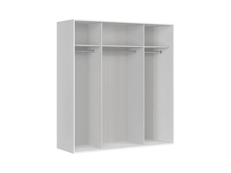 Flex Sliding Wardrobe 200x218 cm – White & White Matt, 2 Sliding Doors, 3 Rails, 10-Year Warranty
