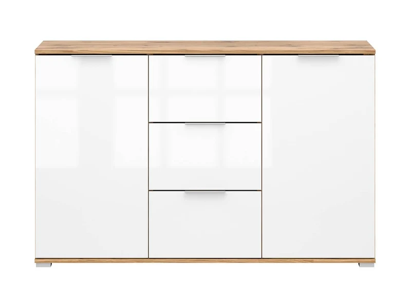Zele Sideboard with 2 Doors & 3 Drawers – Wotan Oak & White Gloss