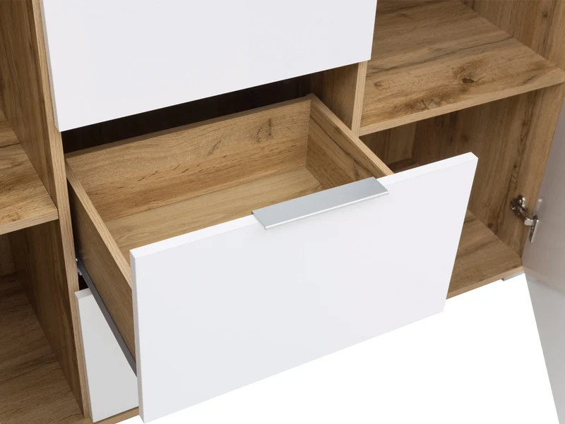 Zele Sideboard with 2 Doors & 3 Drawers – Wotan Oak & White Gloss
