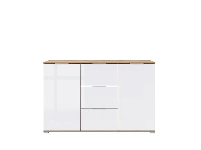 Zele Sideboard with 2 Doors & 3 Drawers – Wotan Oak & White Gloss