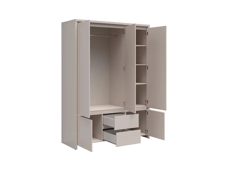 Kaspian 5-Door Wardrobe 153 cm with Mirror – Kashmir | Rail, Shelves & 2 Drawers
