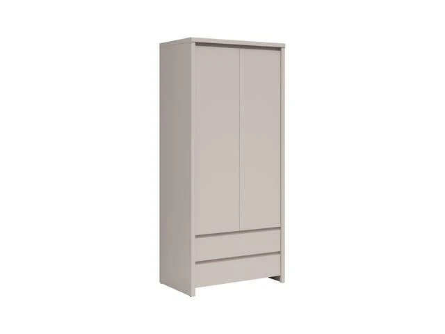 Kaspian 2-Door Wardrobe 90 cm – Kashmir | Handle-Free with Rail & 2 Drawers