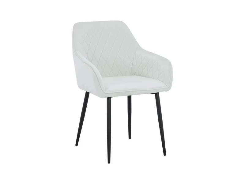 Stu Upholstered Dining Chair – Beige | Armrests, Decorative Stitching & Metal Frame