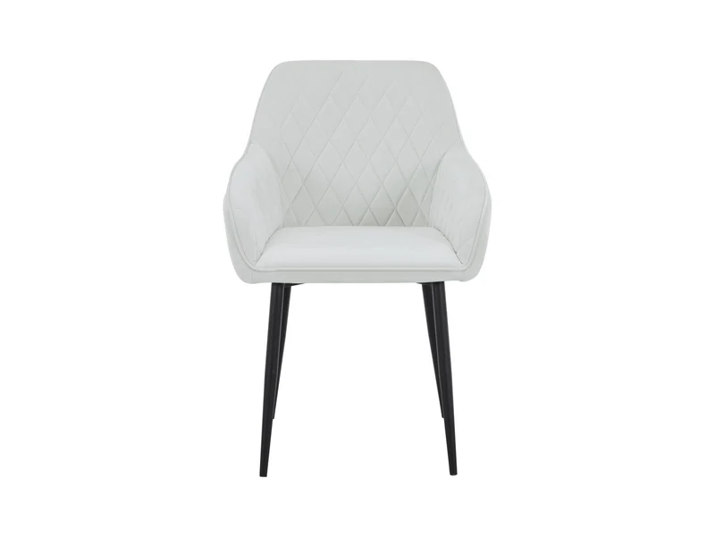 Stu Upholstered Dining Chair – Beige | Armrests, Decorative Stitching & Metal Frame