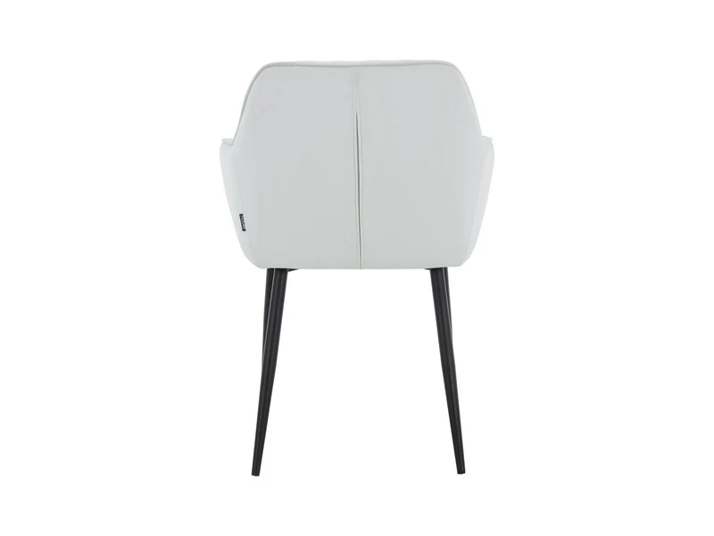 Stu Upholstered Dining Chair – Beige | Armrests, Decorative Stitching & Metal Frame