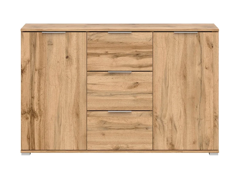 Zele Sideboard 135 cm – Wotan Oak | 2 Cabinets, 3 Drawers & Integrated Handles