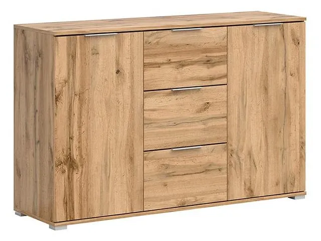 Zele Sideboard 135 cm – Wotan Oak | 2 Cabinets, 3 Drawers & Integrated Handles