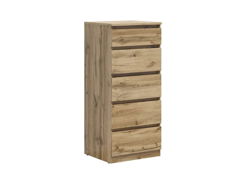 Tetrix Tall Chest of Drawers 50 cm – Wotan Oak | 5 Drawers & Handleless Push-to-Open Fronts