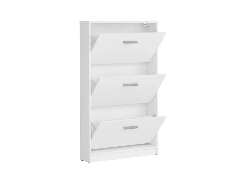 Nepo Plus Shoe Cabinet 70 cm – White | 3 Drop-Down Compartments | Hallway Storage
