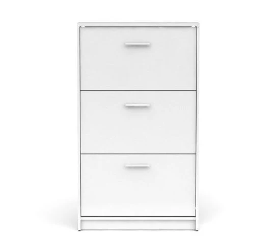 Nepo Plus Shoe Cabinet 70 cm – White | 3 Drop-Down Compartments | Hallway Storage