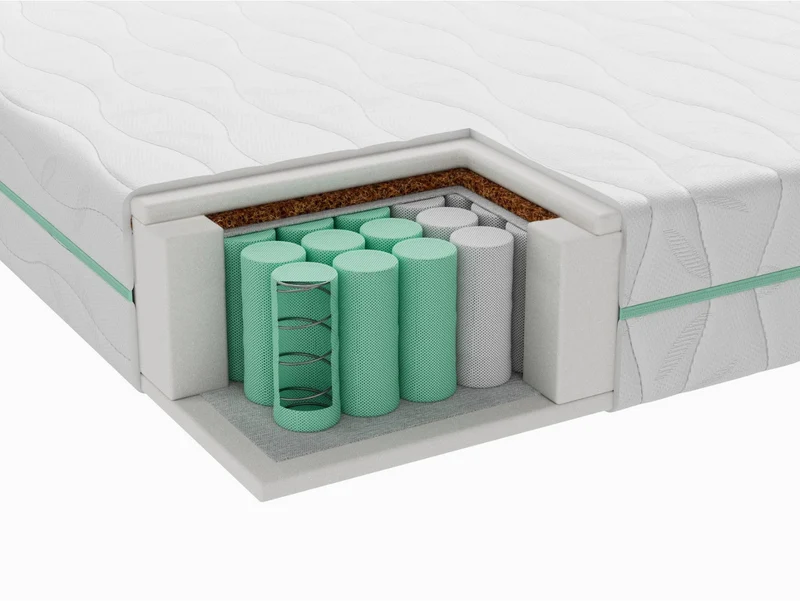 Iron Spring Pocket Spring Mattress 140x200cm — 7 Comfort Zones, Natural Coconut Layer, Double-Sided & Hypoallergenic Cover