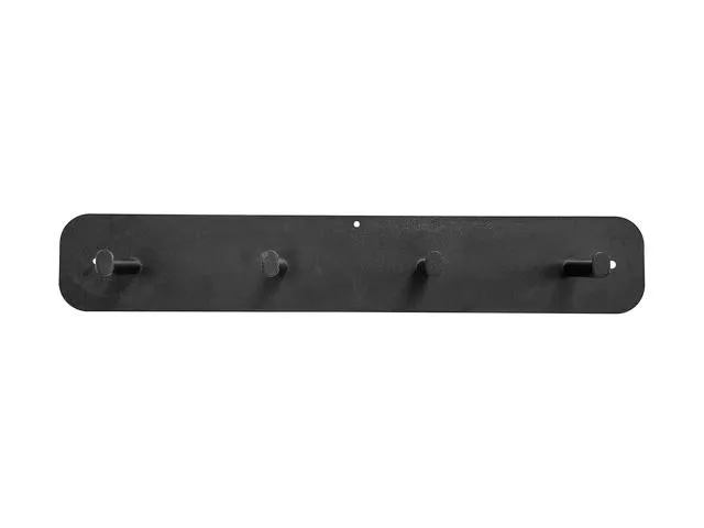 Tim Wall-Mounted Coat Rack 60cm | 4 Hooks | Matt Black Metal | 60x10x6cm | Hallway & Home Office
