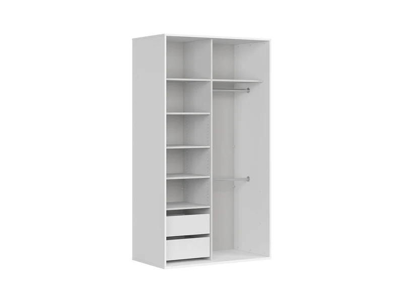 Flex Sliding Door Wardrobe 120cm | White Gloss & Mirror Panels | 2 Drawers, Hanging Rail | 120x218x66cm