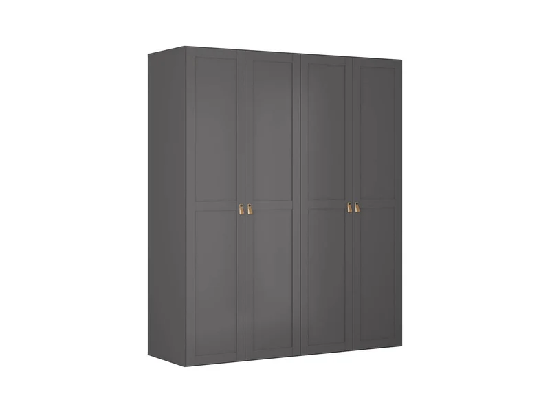 Flex Wardrobe 200 – 2-Unit Set with 4 Doors, 3 Rails, Shoe Shelves & Soft-Close Drawers | Graphite | 200×240 cm