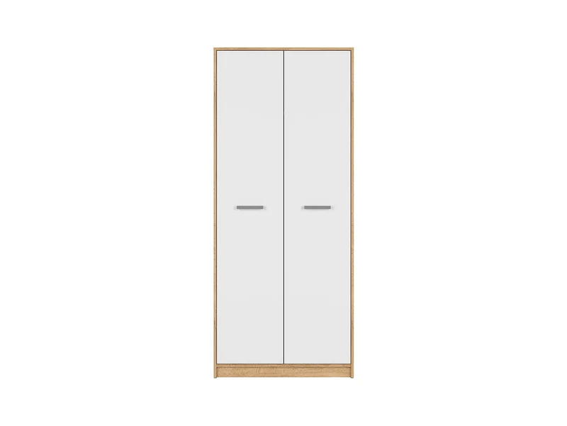 Matos Wardrobe – 2-Door Bedroom Wardrobe with Hanging Rail & Shelf | Wotan Oak / White Matt | 80cm