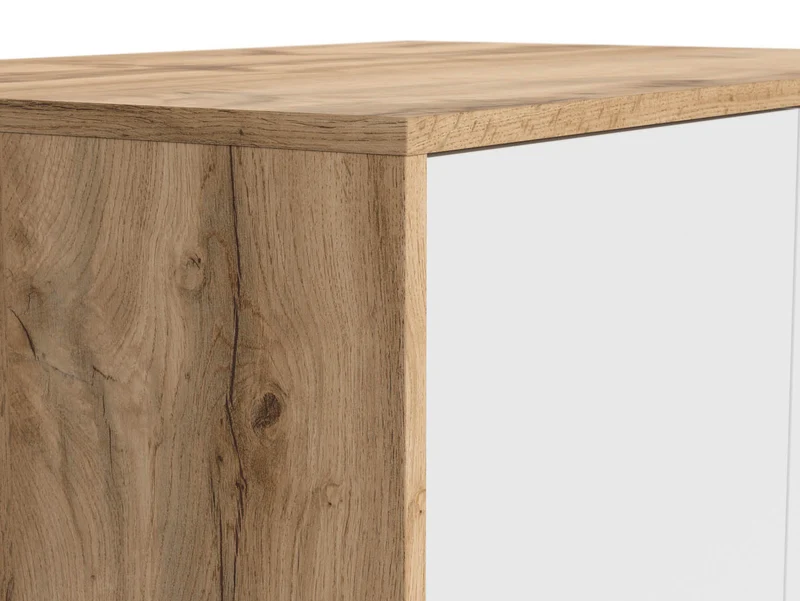 Matos Wardrobe – 2-Door Bedroom Wardrobe with Hanging Rail & Shelf | Wotan Oak / White Matt | 80cm