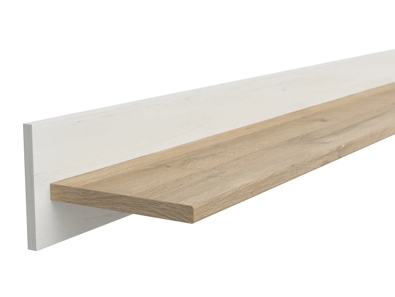 Loksa Wall Shelf – Wide Display Shelf 143cm | Andersen Pine White / Grandson Oak | Scandinavian Style