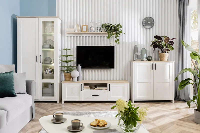 Loksa Wall Shelf – Wide Display Shelf 143cm | Andersen Pine White / Grandson Oak | Scandinavian Style