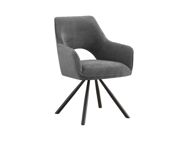 Jason Swivel Dining Chair – Corduroy Upholstered with 180° Rotation & Auto-Return | Grey
