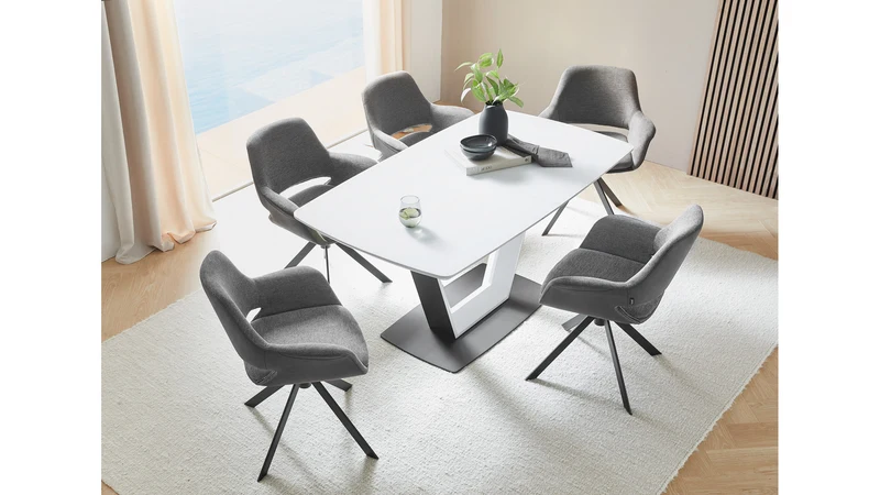 Jason Swivel Dining Chair – Corduroy Upholstered with 180° Rotation & Auto-Return | Grey