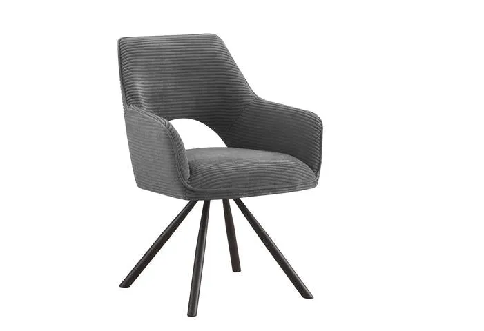 Jason Swivel Dining Chair – Corduroy Upholstered with 180° Rotation & Auto-Return | Grey