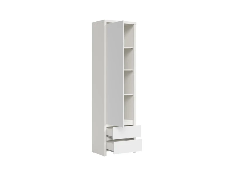 Kaspian Closed Bookcase | 1 Door & 2 Drawers | White Matt