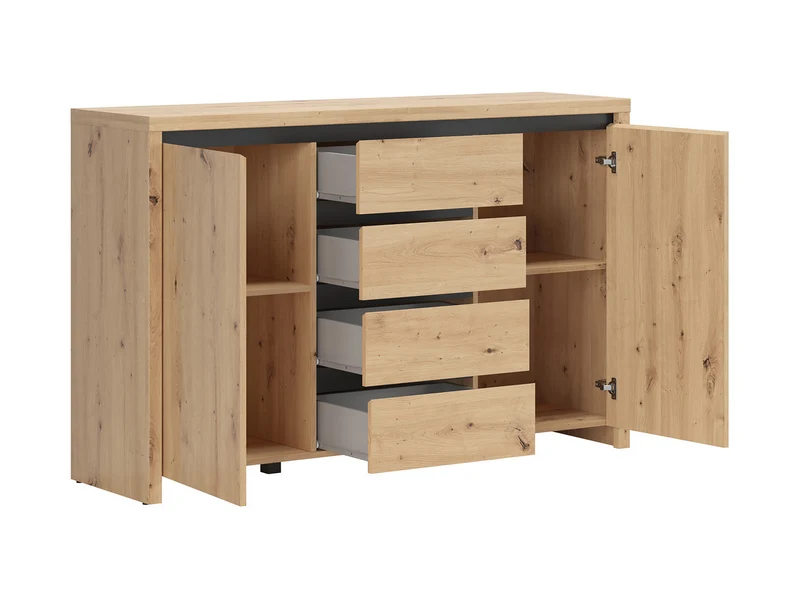 Larios Chest of Drawers | Artisan Oak & Black | 143 cm