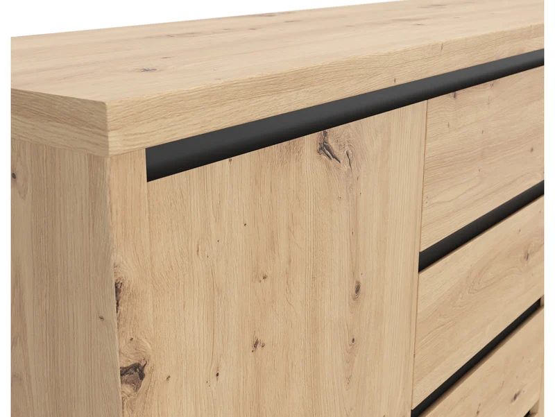 Larios Chest of Drawers | Artisan Oak & Black | 143 cm