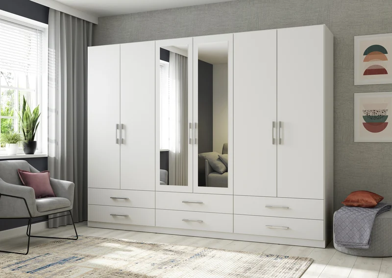 Herford 6-Door Wardrobe | White Matt | 270 cm